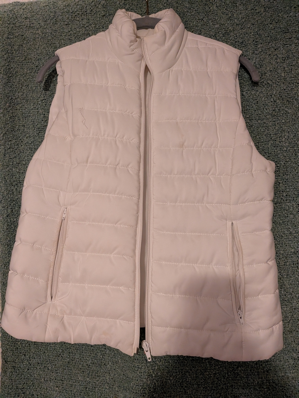 LOFT Cream Quilted Puffer Vest with Stand Collar